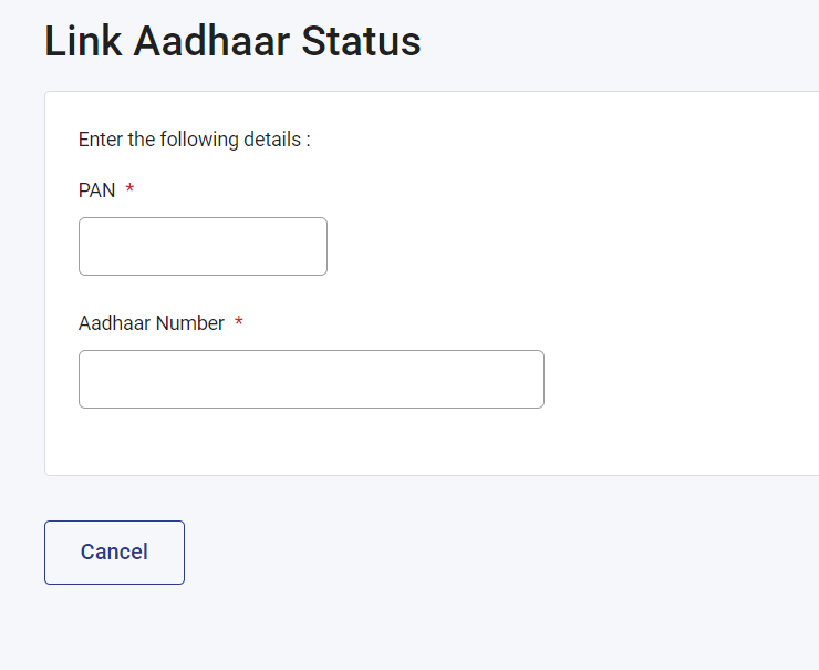 Aadhar Card Pan Card Link Status Step 2
